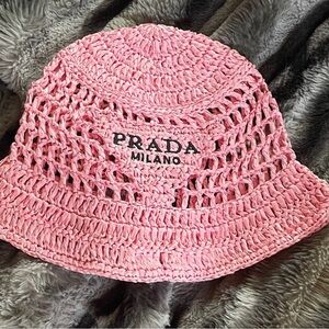 Prada Pink Crochet Bucket Hat